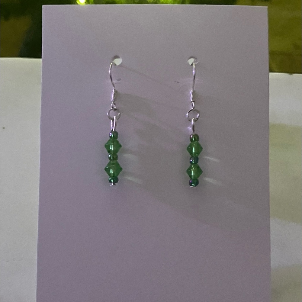 Green Beaded Earrings